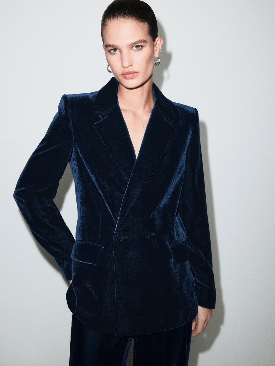 Double-Breasted Velvet Jacket