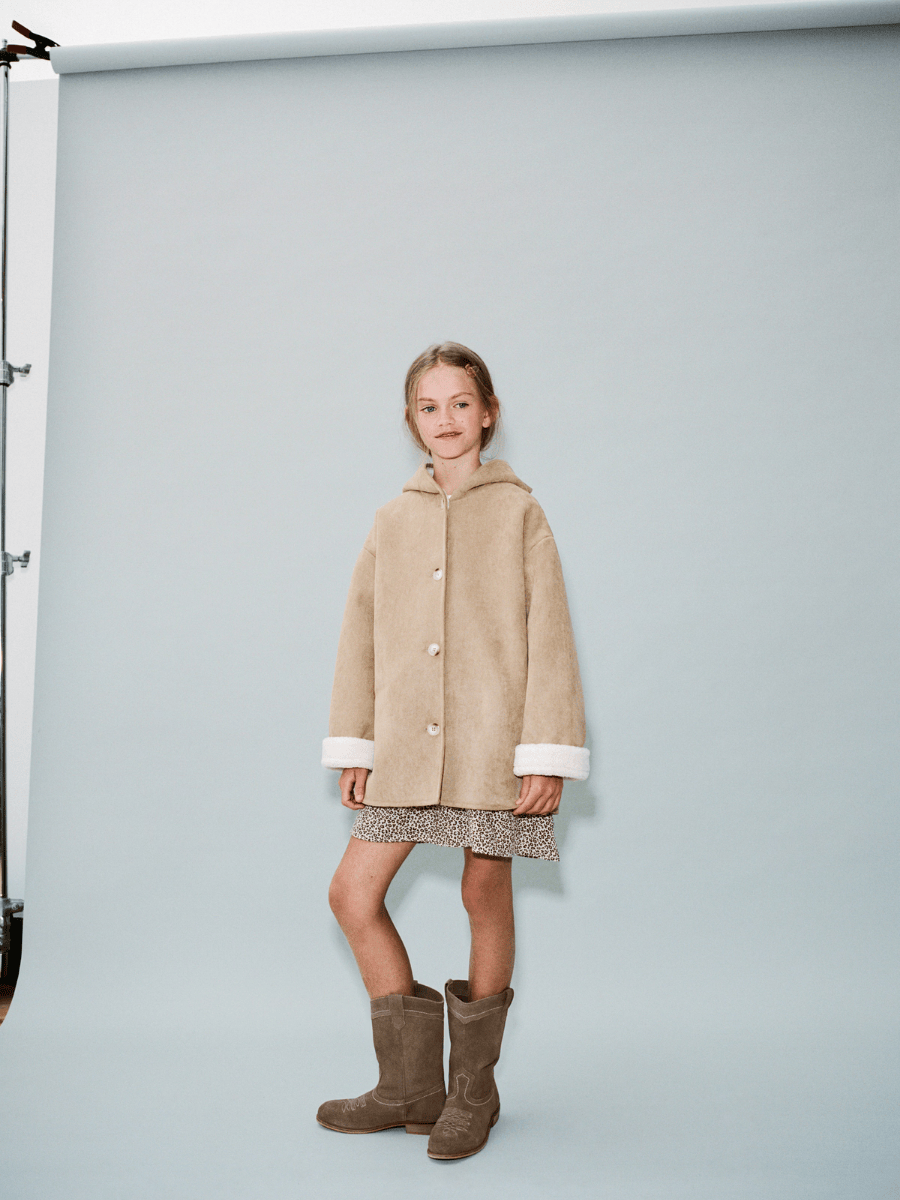 Shearling-Effect Hooded Coat