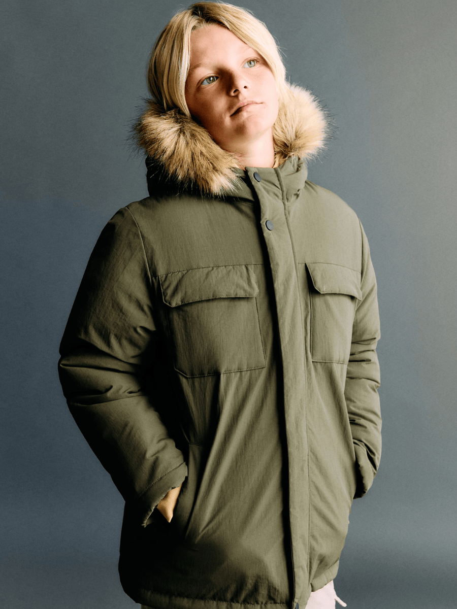 Anorak with Shearling-Effect Hood